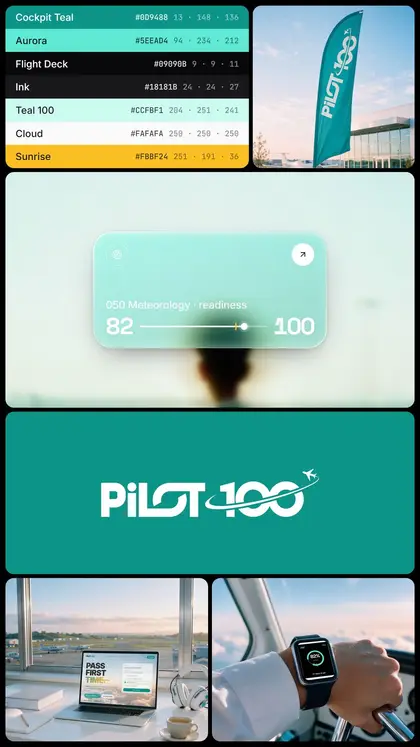 Pilot 100 brand board: teal