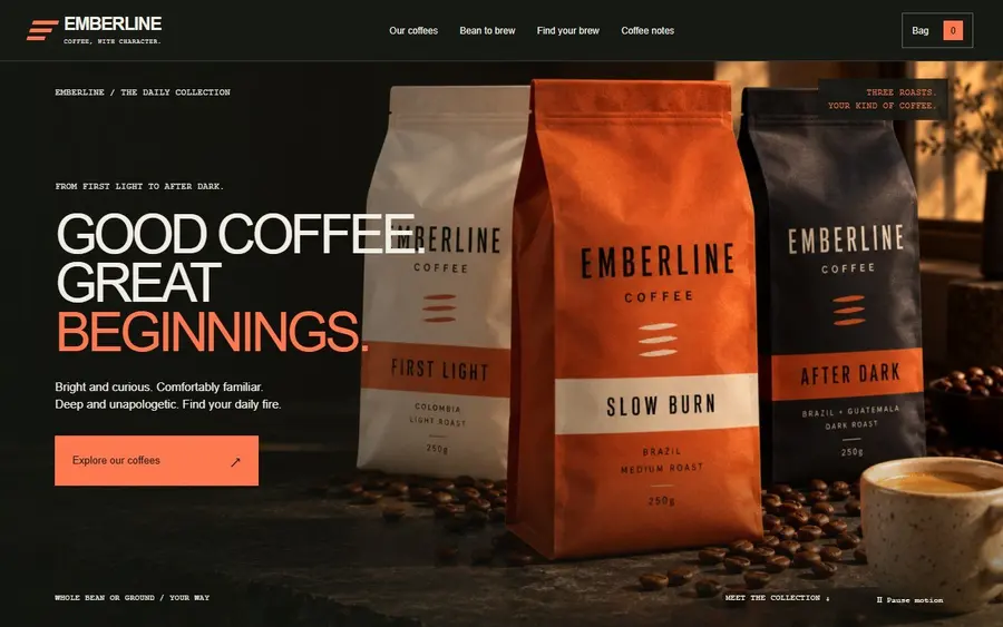 Emberline Coffee home page