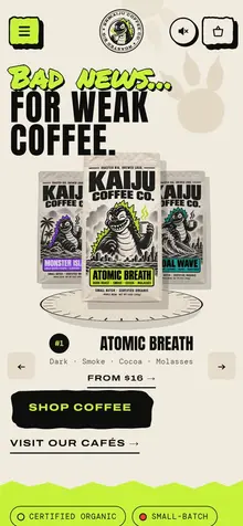 Kaiju Coffee Co. on a phone