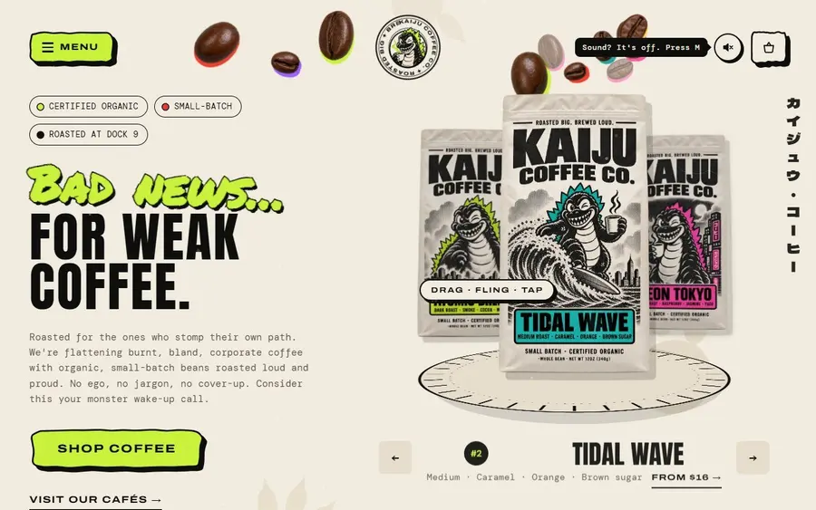 Kaiju Coffee Co. home page