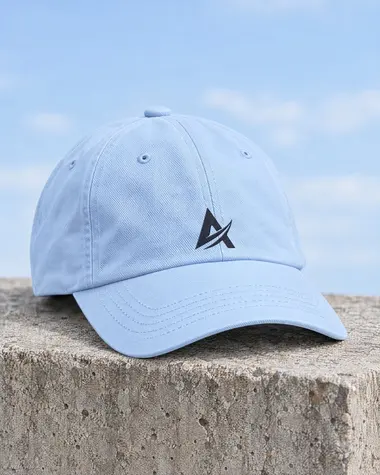 Sky-blue Airyona cap with an embroidered mark